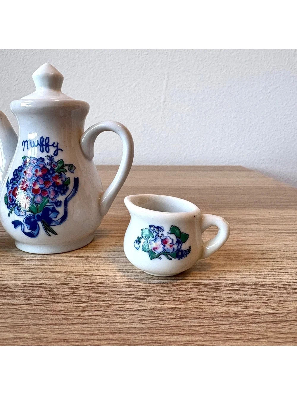 Vintage Muffy Vanderbear Mommy and Me Miniature Porcelain Tea Set 1990s Partial